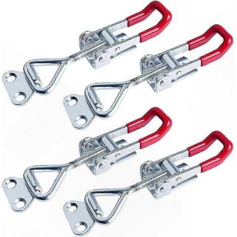 Lot de 4 pinces à bascule réglables, adaptées aux portes, armoires et boîtes à outils, noires. (1/5)