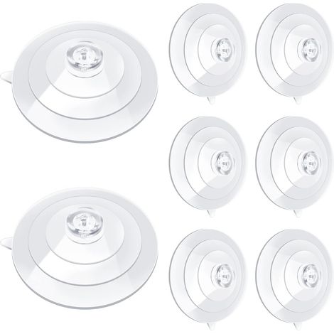 Paquete de 8 ventosas de plástico transparente de 6,35 cm (2,5") sin ganchos para ventanas, coronas, paneles, comederos para pájaros y parabrisas. (1/5)