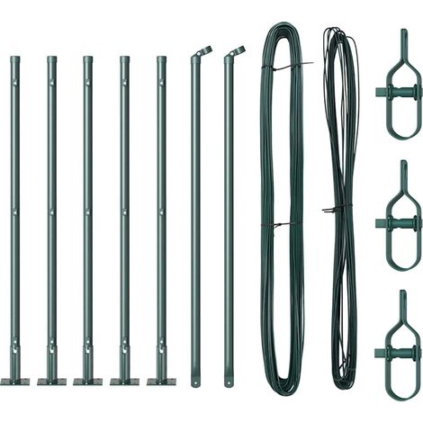 Poteau de clôture. 7 pcs Vert Acier (1/5)