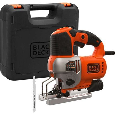 BLACK+DECKER Scie Sauteuse Filaire 650 W AUTOSELECT - BES610K-QS - Boîte De Rangement
