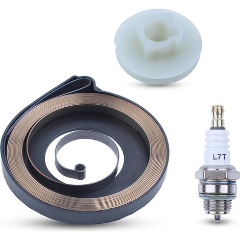 Kit de poulie de démarrage et ressort de rappel compatible pour tronçonneuse Husqvarna 51 55 avec bougie de remplacement 505303735 501763101 (1/5)