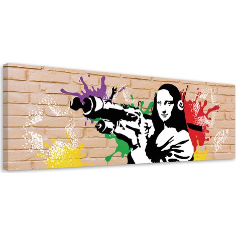 Tableau sur toile Banksy Mona Lisa et le Bazooka 90x30 (1/5)