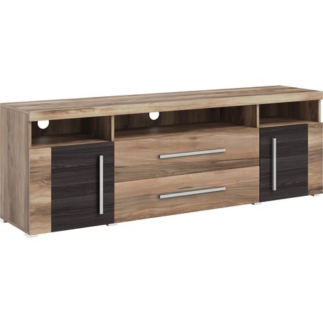 Mueble TV Sorciro 106, Nuez + Roble oscuro, Número de puertas: 2, Número de cajones: 2, 182x60x40cm