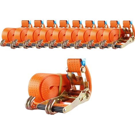 10x Profi Ratschen Spanngurt Spanngurte Zurrgurt 2-tlg 8m 4t 4to 4000kg TÜV/GS ORANGE (1/3)