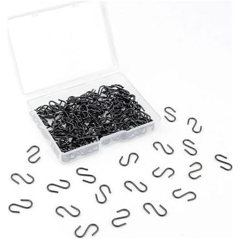 100 pièces mini crochets en forme de S en acier inoxydable, crochets métalliques en forme de S avec boîte de rangement, utilisés pour suspendre des bijoux, des porte-clés, du bricolage, de (1/4)