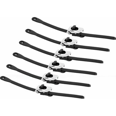 Ratschenkabelbinder, 6 Stück, robuste, verstellbare und wiederverwendbare Kabelbinder mit verbessertem Ratschenmechanismus und Edelstahlschnalle, für den Einsatz in (1/5)
