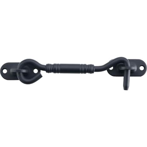 Crochet Fermeture Fenêtre, 14 CM, Crochet de Porte, Support de Fenêtre Silencieux, Verrou de Porte Interieure avec Vis de Montage, en Acier Inoxydable, Noir (1/5)
