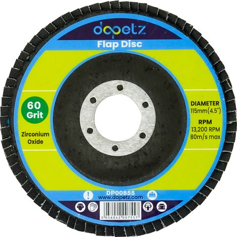Dapetz ® Flap Discs 60 Grit 115mm Zirconia Grinding Discs Zirconium Sanding Discs for 4.5" Angle Grinder to Sanding Grinding Metal Wood and Stainless Steel Pack of 1 (1/5)