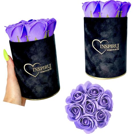 Flowerbox Inspiruj - Scatola nera con rose di sapone - n. 5 Viola (1/5)
