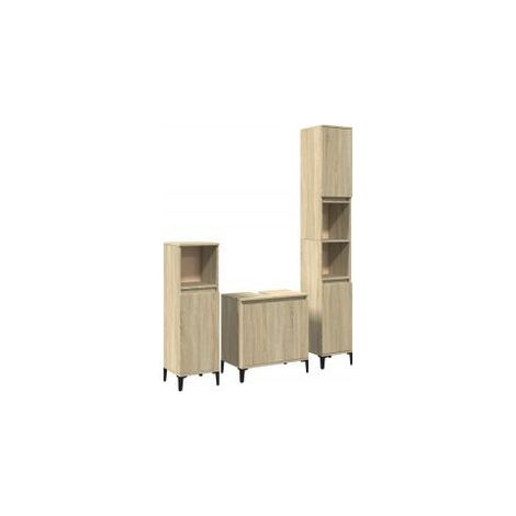 Ensemble de meubles de salle de bain 3 pcs chêne sonoma (1/5)