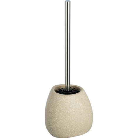 Porte Brosse WC Pion, Brosse WC Silicone noire, Céramique, 12,5x38,5x12 cm beige