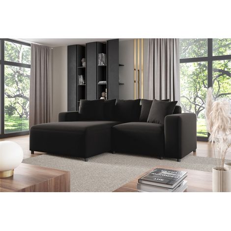 Ecksofa Designersofa Sofa MEGAN XS in Stoff Salvador Schwarz Ottomane Links (1/2)