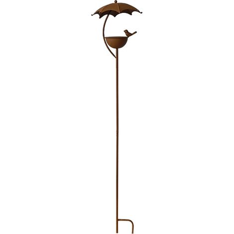 Mangeoire à oiseaux en fer de qualité 22x120cm – Toit parapluie pour abri – Fixation au sol – Décoration jardin originale – La Grande Prairie