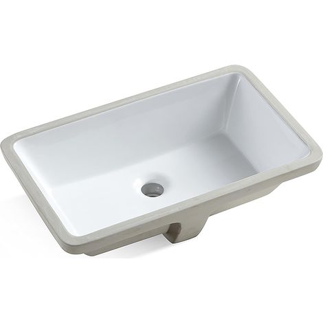 202A-120,9 pouces Évier encastré sous plan de comptoir lavabo en céramique Blanc (1/3)