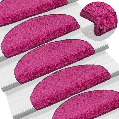 vidaXL Tapis d'escalier 15 pièces 65 x 21 x 4 cm Rose Demi-rond Grand (1/5)
