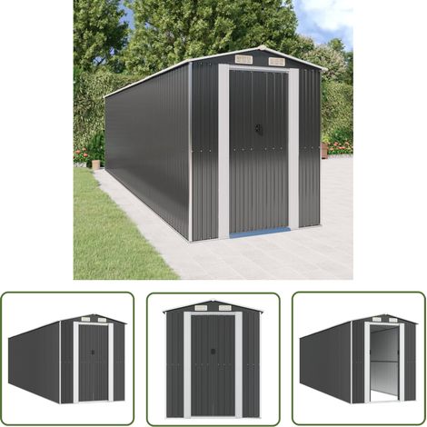 The Living Store Geräteschuppen Anthrazit 192x689x223 cm Verzinkter Stahl - Geräteschuppen - Gartenhaus - Werkzeuglager - Außenschuppen - Metallschuppen (1/5)
