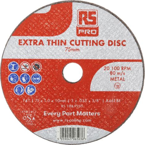 Disque abrasif RS PRO, P120, Ø 75mm, par 10 ( Prix pour Paquet de 10 )