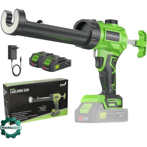 Manuzen - Pistolet à mastic sans fil LED pour remplissage et étanchéité — 2 Batteries sans lumière LED — EU (1/5)
