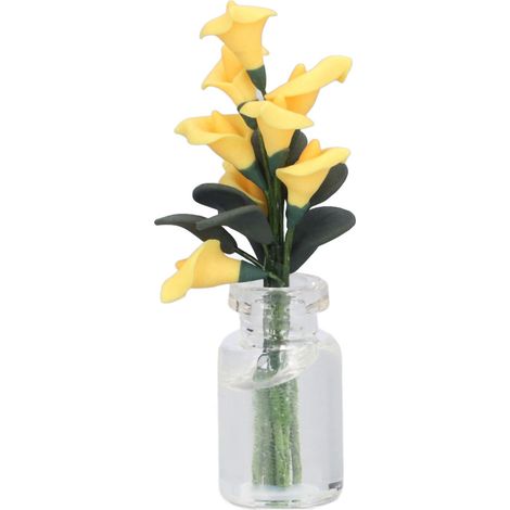 Fleur miniature élégante et éclatante pour maison de poupée (échelle 1:12), avec bouteille en verre, décoration artisanale, cadeau pour enfants (1/5)