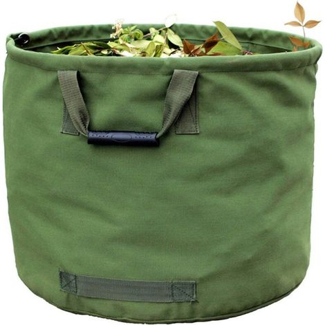 vert Sac de Jardinage 125L Extra-Robuste avec Poignées, Sac de Ramassage Feuilles Verte avec Toile Militaire (H45.7 cm, D55.8 cm) , (1/5)