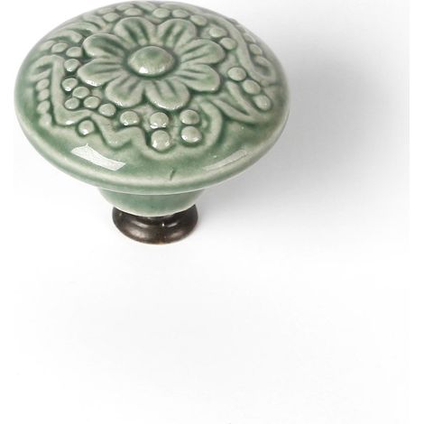 Bouton de meuble  Style décoratif  Fabriqué en Porcelaine-Zamak  Finition verte  Mesures 444435mm  Système de fixation  Comprend des vis M4  4 unités - talla