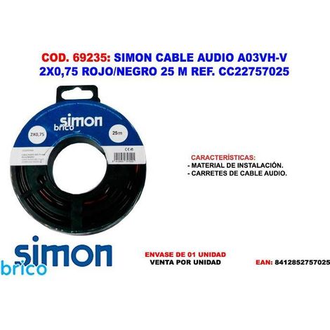 simon finsto cable audio a03vh-v 2x0,75 rojo-negro 25 m 22757025