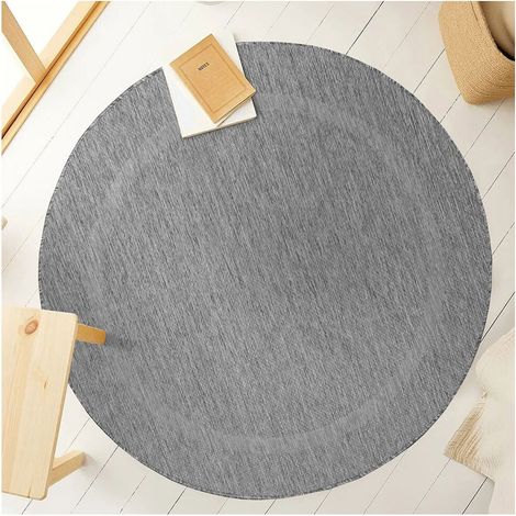 Tapis plat intérieur et extérieur contemporain rond Kiano Gris Ø 200 (1/5)