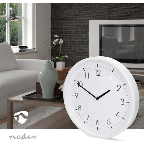 Nedis Wanduhr / Durchmesser: 360 mm / ABS / Leise Bewegung / Weiss