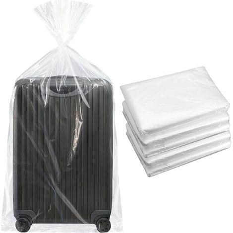 Lot de 5 sacs de rangement extra larges en plastique transparent - 152 x 100 cm - Pour bagages, valises, meubles, consolateurs, vélo d'enfant, anti-poussière et réutilisables (1/5)