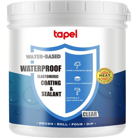 Revêtement imperméable 500% élastique - Transparent - 1 kg - Mastic en caoutchouc liquide auto-nivelant pour toits, piscines et salles de bains - Résistant aux UV - Réparation (1/5)
