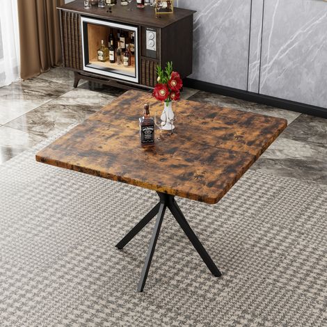 Table manger carrée 38,6 pouces MDF brun OKMYHOME (1/5)