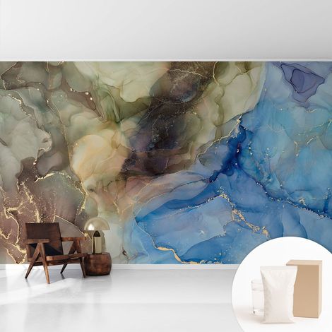Papier peint intissé classique moderne pour salon et chambre à coucher Décoration rapide avec colle Abstrait coloré 416x254 cm (1/5)