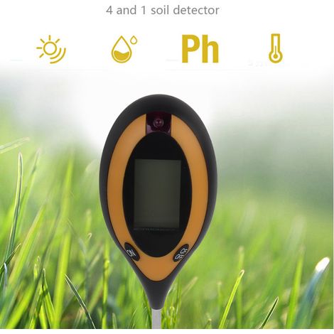Bodenmessgerät mit pH-Wert, Feuchtigkeitsmessung, Beleuchtung, Temperatursensor und LED-Anzeige für den Garten (Englisch) (1/5)
