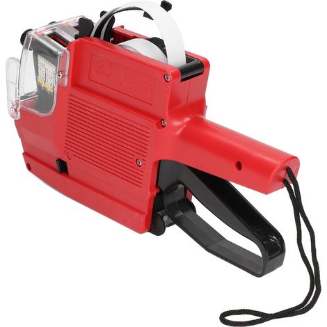 Pistolet Étiqueteuse 10 Chiffres 2 Lignes Outil Marqueur Fixation pour Bureau Commerce Rouge (1/5)