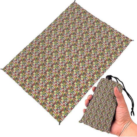 Couverture de plage imprimée anti-sable - Tapis extra large compatible avec les pique-niques en plein air - Imperméable, pliable et portable pour le camping et la pêche - 1 x 1,4 m - Style 4 (1/4)