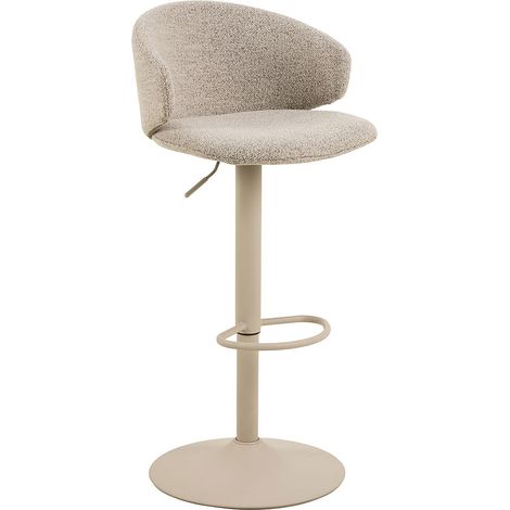 Ella tabouret de bar fonction pivotante et vérin à gaz bouclé beige. (1/5)