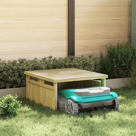 Vidaxl – Garage à tondeuse en bois de pin imprégné marron 73,5 x 81,5 x 38,5 cm – Construction robuste – Rangement sécurisé pour tondeuses robotiques (1/5)