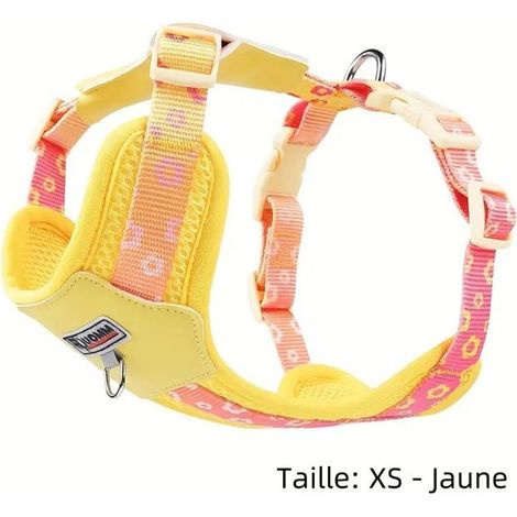 Filiyano-Harnais pour chien - Sans marque - Taille XS - Léger - Respirant - Jaune et rose réfléchissants (1/5)
