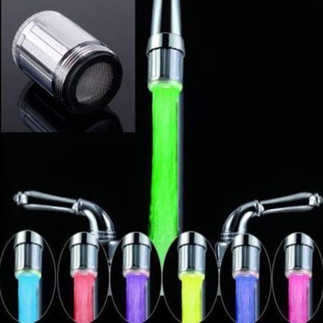 2 PCS LED Robinet D'eau, 7 Couleurs Changeant Glow Robinet D'eau Lumière Flux D'eau Changement de Couleur Robinet Robinet Évier Robinet pour Cuisine Salle De Bains (1/5)