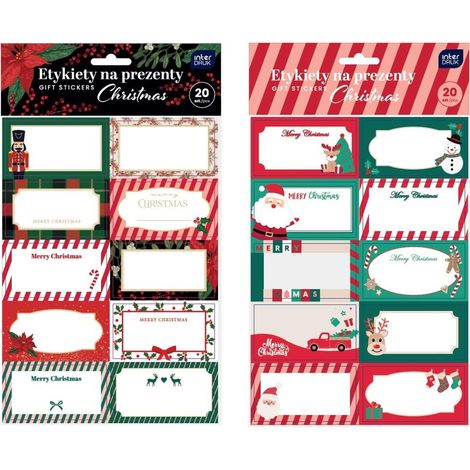 Etichette regalo natalizie miste, 20 pezzi BN