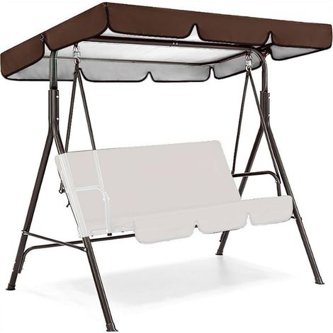 Toldo de repuesto para columpio de patio 2 y 3, cubierta impermeable para columpio de porche, cubierta impermeable con protección UV para patio, jardín y exteriores, color marrón, 98 x 73 x 7 pulgadas (1/5)