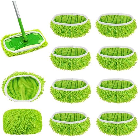 lingettes microfibres pour balai Swiffer, compatibles avec les balais Swiffer, 25,5 x 11,5 cm, utilisables à sec ou humides, réutilisables pour tous types de sols. (1/5)