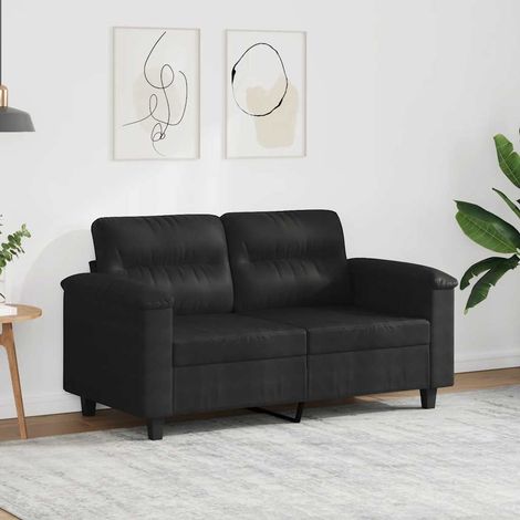 Canapé-Sofa à 2 places Noir 120 cm Tissu microfibre (1/5)