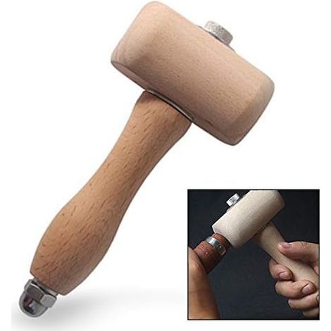 Marteau Maillet en Bois de Hêtre Outil, Bois à Découper Marteau Artisanat du Cuir Carving (1/4)