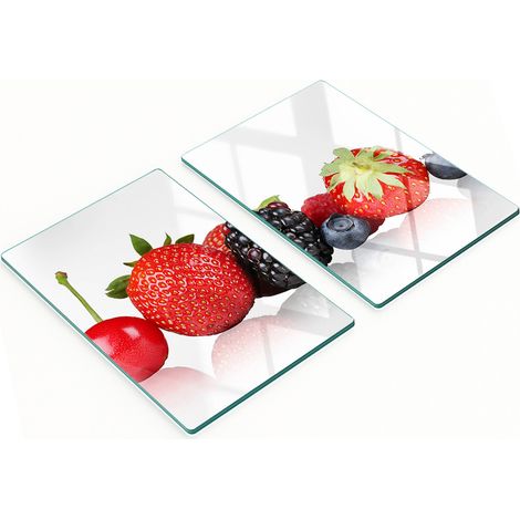 Küchenschneidebretter aus Glas mit grafischem Fruchtmotiv, 2 x 40 x 52 cm (1/5)