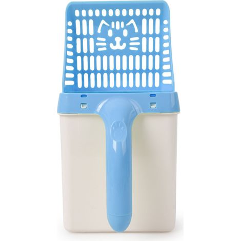 Ramasseur d'animaux amovible avec poubelle, ensemble de pelles à merde, pelle à sable tout-en-un en plastique pour chat(bleu) (1/5)