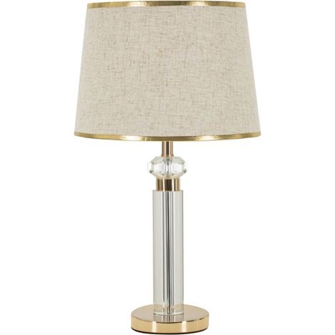 Lampada da tavolo Praga in metallo oro con paralume in tessuto — Ø 30 cm