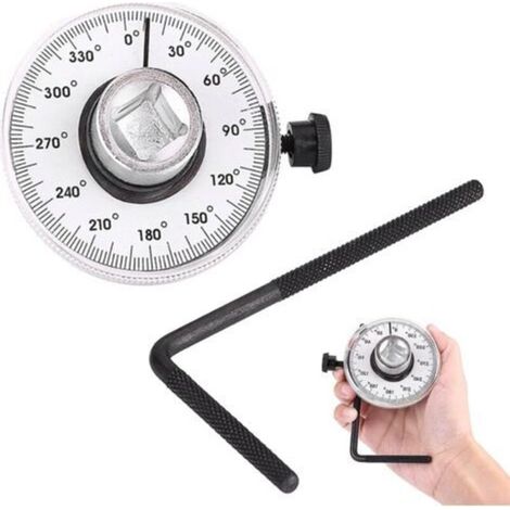 Jauge d'Angle de Couple 1/2", Clé Dynamométrique à Angle d'Entraînement Réglable à 360 Degrés pour la Réparation Automobile