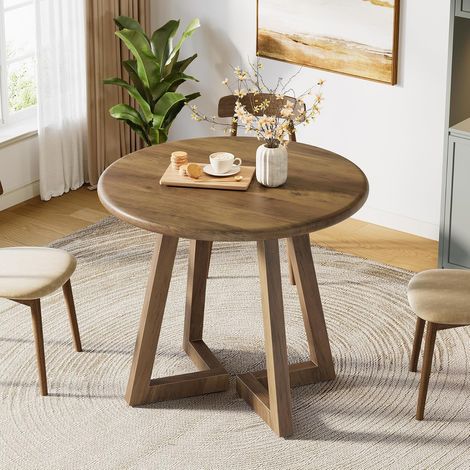 Tribesigns Kleiner Runder Esstisch für 2–4 Personen, 80 cm Küchentisch für Esszimmer, Wohnzimmer, Braun (nur Tisch) (1/5)