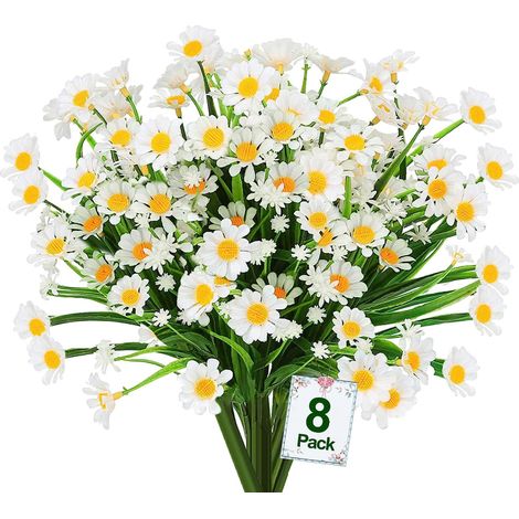 Fleurs Artificielles - Résistantes UV - Pour Extérieur et Intérieur - 8 Bouquets - Décoration Jardin Véranda Fenêtre (1/5)